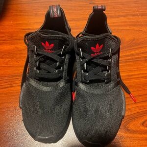 adidas Black Knit Sneakers with Red Accents